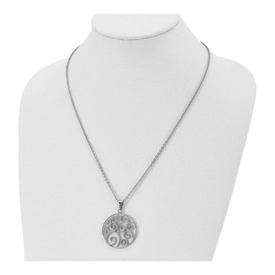Stainless Steel Swirl on Cable Pendant Necklace – view 5
