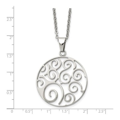 Stainless Steel Swirl on Cable Pendant Necklace – view 6
