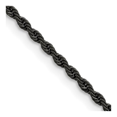 Black Stainless Steel 2.4mm Rope Chain