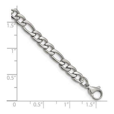 Men's Stainless Steel 6.3mm Figaro Chain Bracelet – view 4