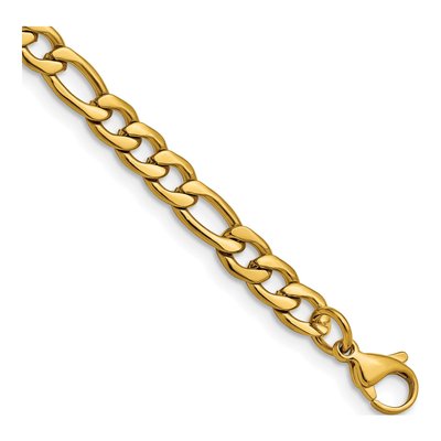 Men's Stainless Steel 6.3mm IP Figaro Chain Bracelet