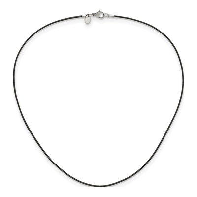 Stainless Steel Black Leather Cord Necklace – view 4