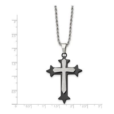 Black Stainless Steel Cross Pendant Necklace – view 5