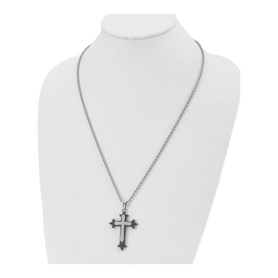 Black Stainless Steel Cross Pendant Necklace – view 6