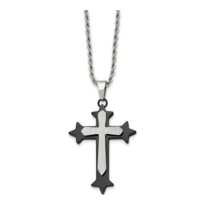 Black Stainless Steel Cross Pendant Necklace