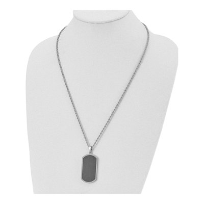 Black Stainless Steel Black Dog Tag Pendant Necklace – view 5