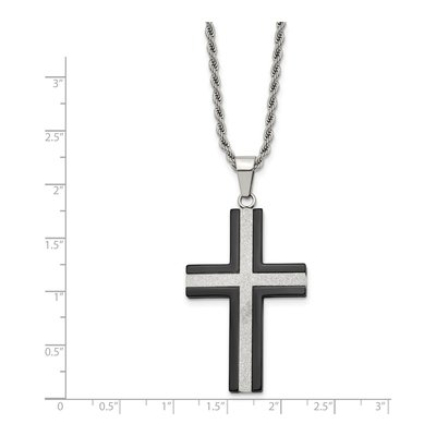Black Stainless Steel Black Cross Pendant Necklace – view 4