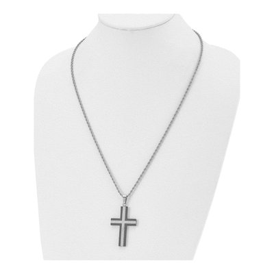 Black Stainless Steel Black Cross Pendant Necklace – view 5