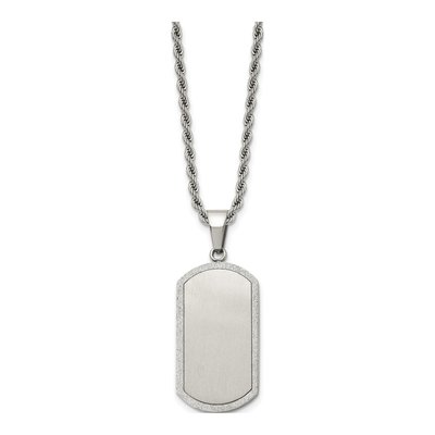 Stainless Steel Dog Tag on Rope Pendant Necklace – view 4