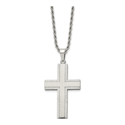 Stainless Steel Cross Rope Pendant Necklace