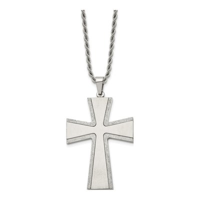 Stainless Steel Cross Rope Pendant Necklace