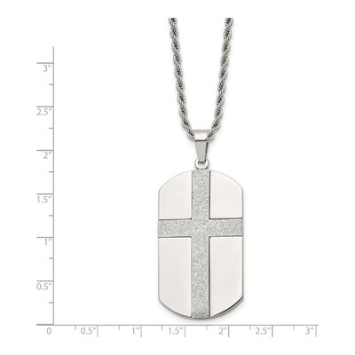 Stainless Steel Cross Dog Tag Pendant Necklace – view 4