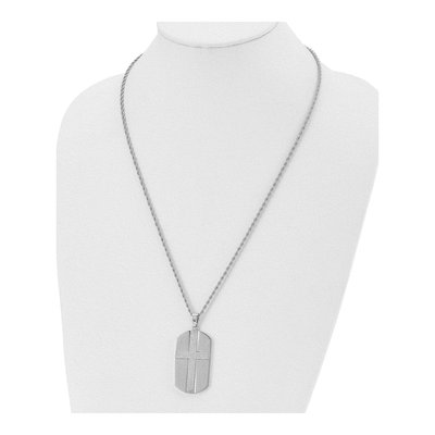 Stainless Steel Cross Dog Tag Pendant Necklace – view 5