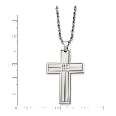 Stainless Steel CZ Cross Pendant Necklace – view 4