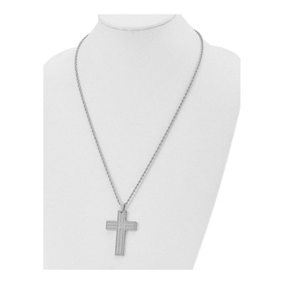 Stainless Steel CZ Cross Pendant Necklace – view 5