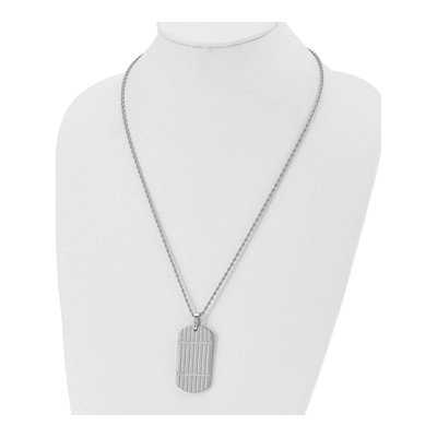 Stainless Steel CZ Dog Tag Pendant Necklace – view 5