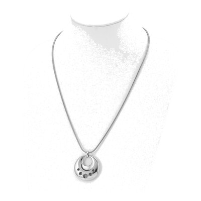 Stainless Steel Cut-Out Circle Pendant Necklace – view 5