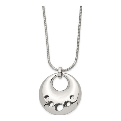 Stainless Steel Cut-Out Circle Pendant Necklace