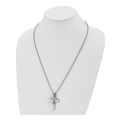 Stainless Steel Double Cross Pendant Necklace – view 5