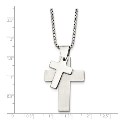 Stainless Steel Double Cross Pendant Necklace – view 6