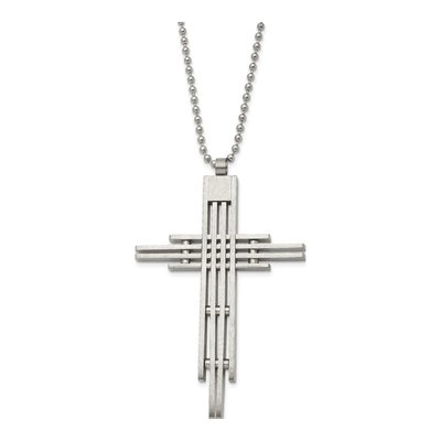Stainless Steel Cross Ball Pendant Necklace