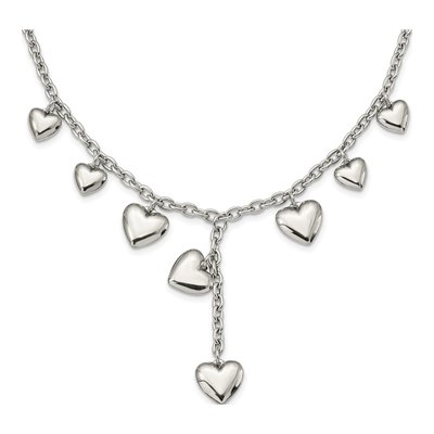 Stainless Steel Hearts Cable Pendant Necklace – view 4