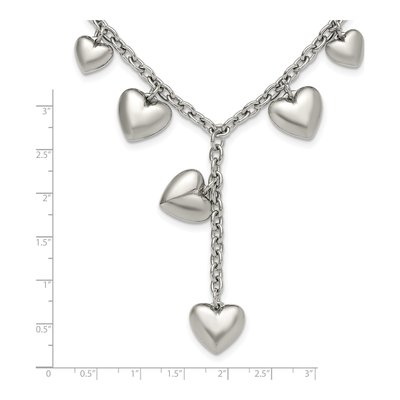 Stainless Steel Hearts Cable Pendant Necklace – view 5