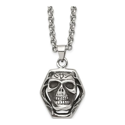 Stainless Steel Skull Pendant Necklace