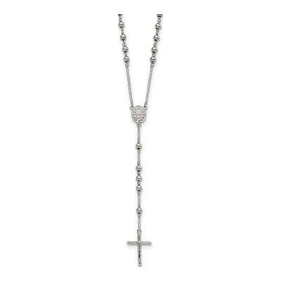 Stainless Steel Beaded Rosary Necklace