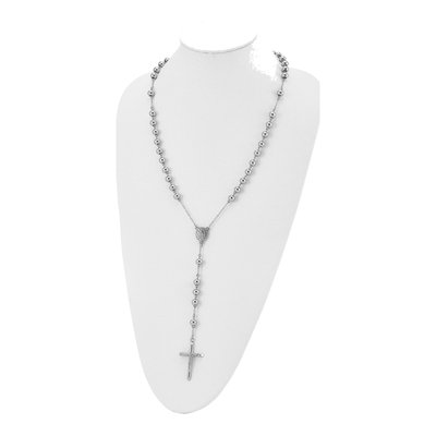 Stainless Steel Beaded Rosary Necklace – view 5