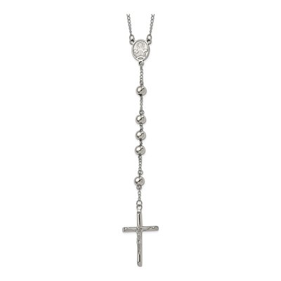 Stainless Steel Beaded Rosary Necklace