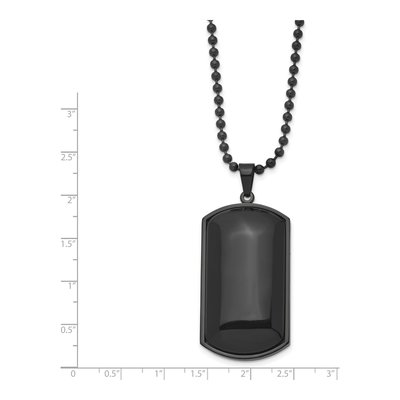 Black Stainless Steel Agate Dog Tag Pendant Necklace – view 4