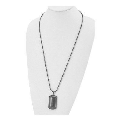 Black Stainless Steel Agate Dog Tag Pendant Necklace – view 5