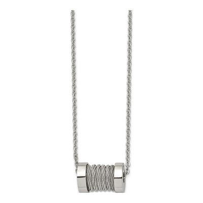 Stainless Steel Wire Barrel Pendant Necklace – view 4