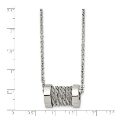 Stainless Steel Wire Barrel Pendant Necklace – view 6