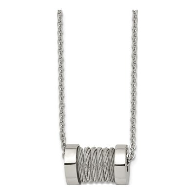 Stainless Steel Wire Barrel Pendant Necklace