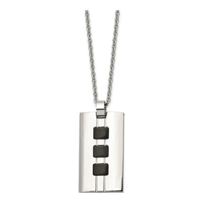Black Stainless Steel Rectangle Pendant Necklace – view 4
