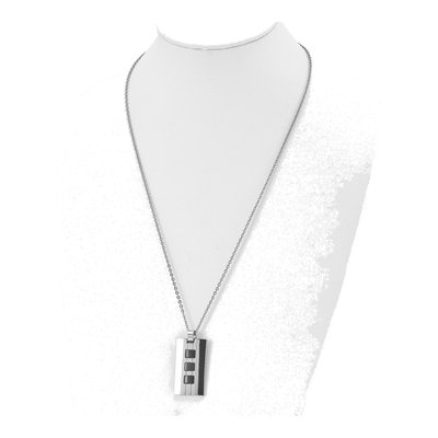 Black Stainless Steel Rectangle Pendant Necklace – view 5