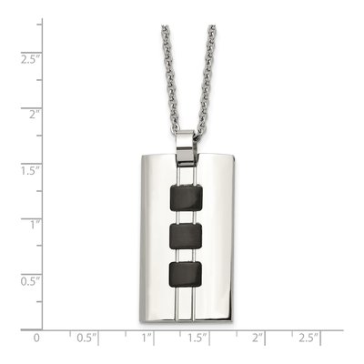 Black Stainless Steel Rectangle Pendant Necklace – view 6