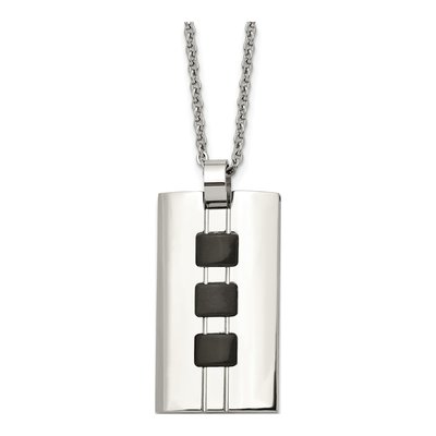 Black Stainless Steel Rectangle Pendant Necklace