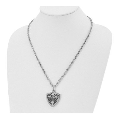 Black Stainless Steel Shield Pendant Necklace – view 5