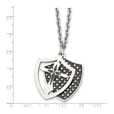 Black Stainless Steel Shield Pendant Necklace – view 6