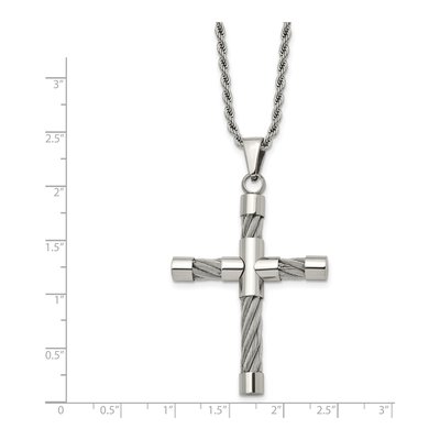 Stainless Steel Cross Rope Pendant Necklace – view 4