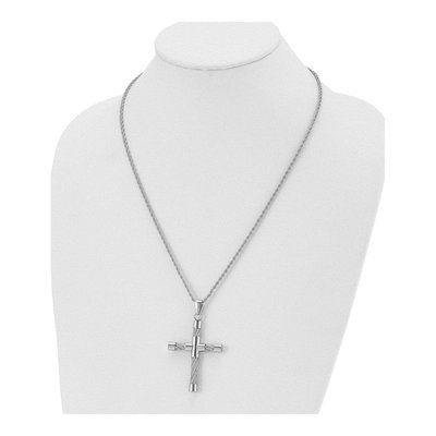 Stainless Steel Cross Rope Pendant Necklace – view 5