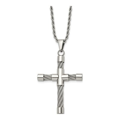 Stainless Steel Cross Rope Pendant Necklace