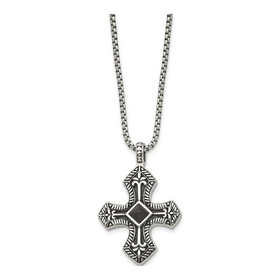Stainless Steel Agate Cross Pendant Necklace – view 4