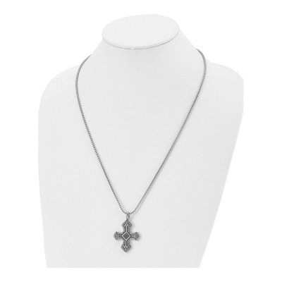 Stainless Steel Agate Cross Pendant Necklace – view 5