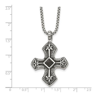 Stainless Steel Agate Cross Pendant Necklace – view 6