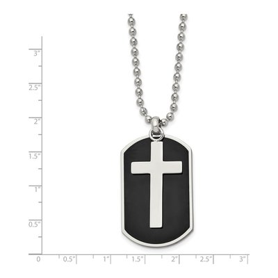 Black Stainless Steel Cross Dog Tag Pendant Necklace – view 4