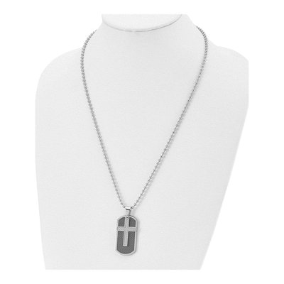 Stainless Steel Cross Dog Tag Pendant Necklace – view 5